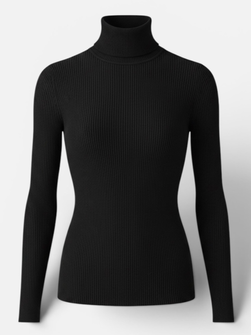 Ellen Tracy Black Ribbed Turtleneck Sweater